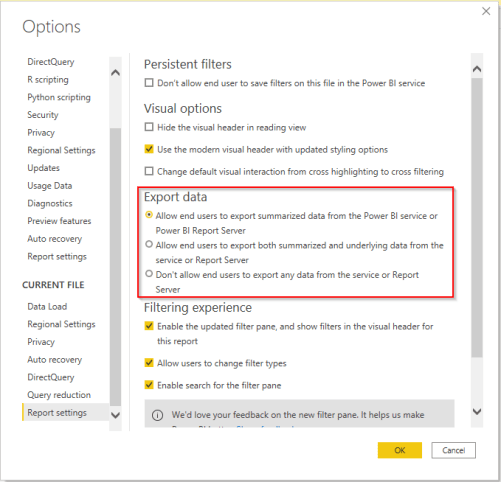 GovernanceExportDataDatasetOptions