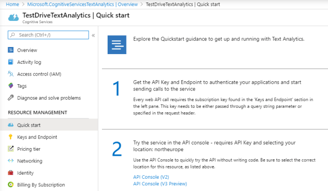 AIInsightsWithoutPremium_SetupCognitiveServices_TextAnalyticsQuickStart