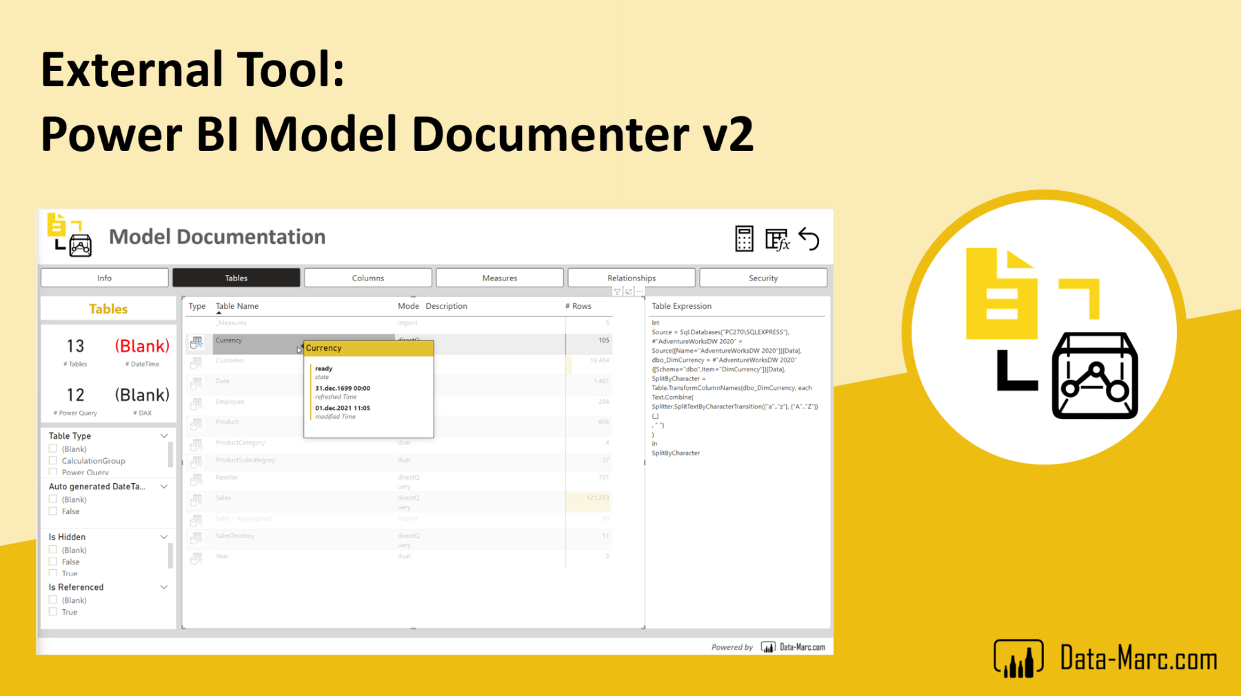 Power BI Model Documenter v2 – Data – Marc